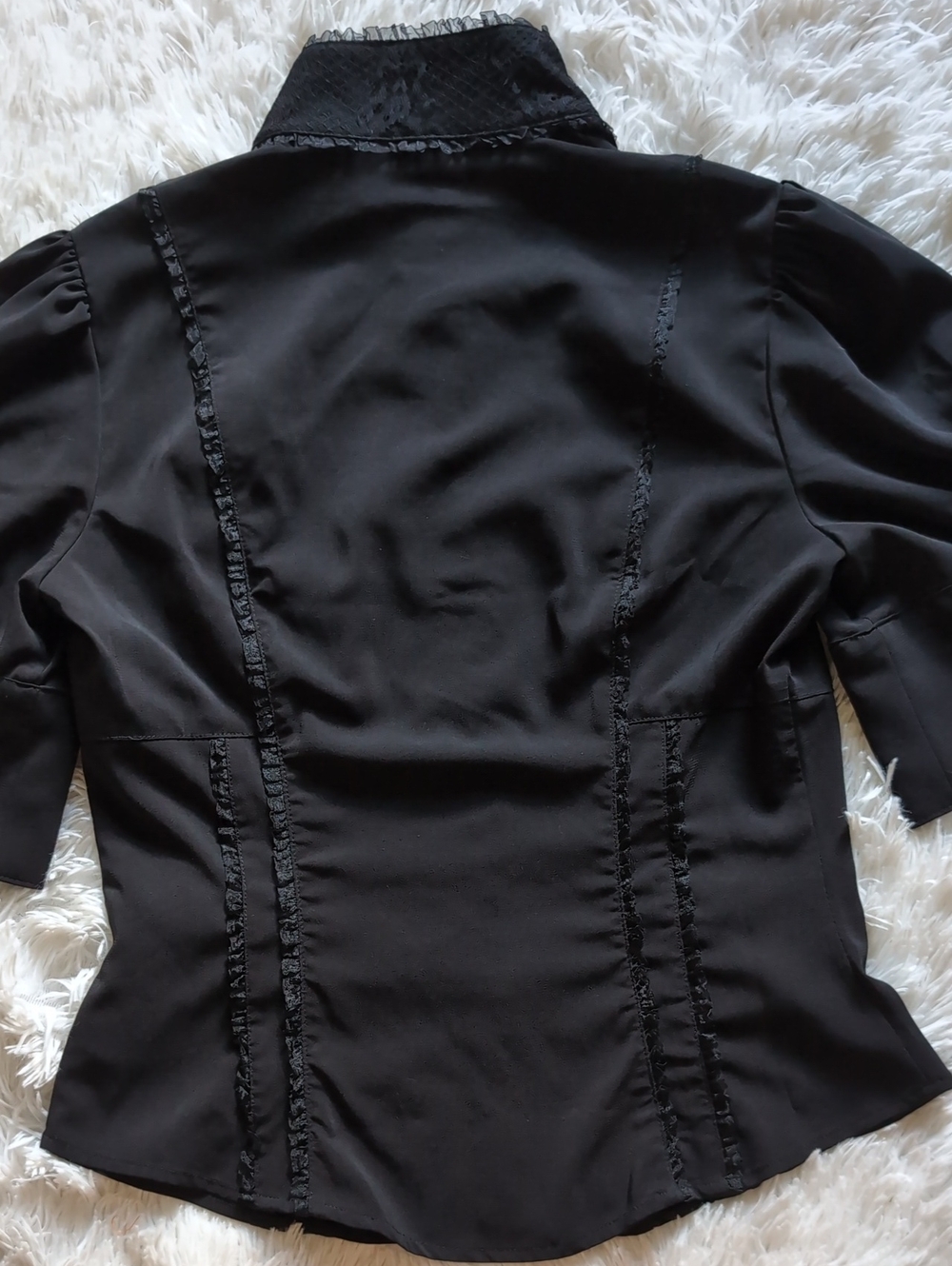 Y2K Lip Service Blacklist Gothic Lolita Puff Sleeve Princess High Neck Top - Picture 7 of 12